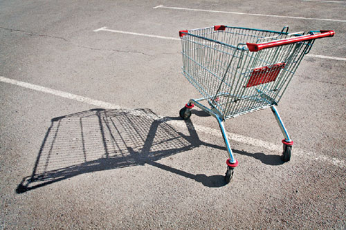 An empty grocery cart.